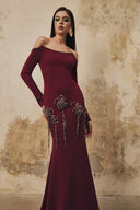 L' SCARLETT • Celestine 3D Crystal Floral Curved-Neck Mermaid Dress