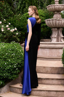 Regal Blue Black Column One Sleeve Crystal Evening Gown for women, from IHF ATELIER, The Viet Concept