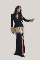  Black Odette V-neck Maxi Dress for women, from La Vierge, The Viet Concept 