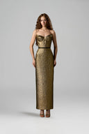  Gilded Lotus Bustier Midi Dress for women, from IHF STUDIO, The Viet Concept