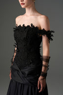 IHF STUDIO • Fleur 3D Floral Lace Off-Shoulder Taffeta A-Line Gown
