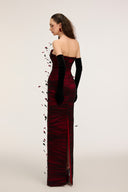 21SIX • Maribel Silk & Tulle Crystal-Embellished Gown with Velvet Gloves
