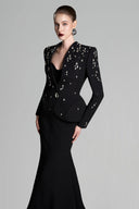 Wavy Collarless Fitted Blazer for women, from GVLUX, The Viet Concept 