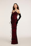 21SIX • Maribel Silk & Tulle Crystal-Embellished Gown with Velvet Gloves
