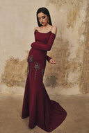 L' SCARLETT • Celestine 3D Crystal Floral Curved-Neck Mermaid Dress