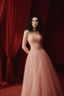 Irene Crystal Embellished Tulle Silk A-Line Gown for women, from JOSEPHINE, The Viet Concept