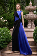 Regal Blue Black Column One Sleeve Crystal Evening Gown for women, from IHF ATELIER, The Viet Concept