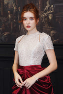 Phoebe Sequin Satin Pleated Evening Gown for women, from DANG PHONG DESIGNER, The Viet Concept