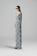 Luxury Glitter Jacquard Choker Cut-Out Floor Length Dress for women, from SORAMAME, The Viet Concept