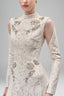 Cream Celestine A-line Cold Shoulder Sleeved Lace Floor Length Dress for women, from Maison Des Copains, The Viet Concept
