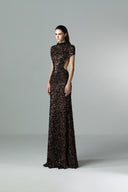 Belladonna Sequin Cape Sleeve Cutout Floor-Length Dress for women, from SORAMAME, The Viet Concept