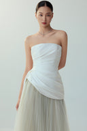 BYDI • Lune Couture Silk Taffeta & Foggy Gray Tulle Evening Gown