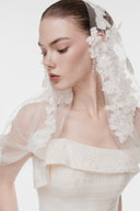 L'ALLÉE • Corset Lace Gown with Sheer Cape