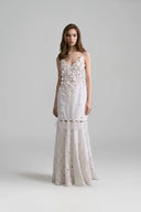 KEIRA TONG • Floral Vine Embroidered Lace Gown
