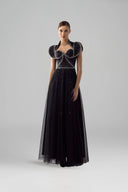 Goddess Crystal Embellished Satin Mesh Evening Gown for women, from DANG PHONG DESIGNER, The Viet Concept