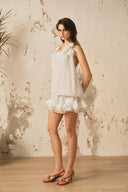 XITA • Celestia Blanc Pleated Floral Mini Dress