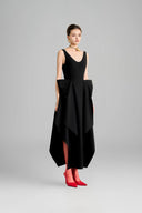 Chandler Asymmetric V-Neck Polyester Ankle Length Dress for women, from Maison Des Copains, The Viet Concept