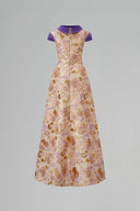 Purple Floral Metallic Jacquard A-Line Evening Gown for women, from IHF ATELIER, The Viet Concept 