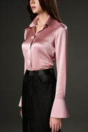 Rosé Lumière Satin Silk Tailored Shirt for women, from IHF STUDIO, The Viet Concept