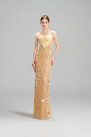 Shelly Pearl Embellished Strapless Lace Evening Gown for women, from LINH PHUNG, The Viet Concept