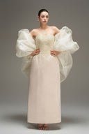 Beige Celestial Crystal Bell Corset Maxi Dress for women, from IHF STUDIO, The Viet Concept 