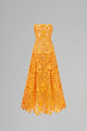 Orange Jardin Crystal Bow Midi Dress for women, from IHF STUDIO, The Viet Concept 