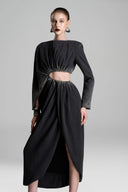 Asymmetric Sleeve Cut-Out Waist Dress for women, from GVLUX, The Viet Concept 