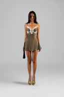 Jalyn Tawny Silk Lace Slip Maxi Dress for women, from HUELLEY HUELLEY, The Viet Concept