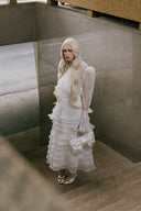 Margot Asymmetric Tiered Midi Skirt for women, from WHITE PLAN, The Viet Concept