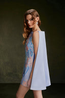 VONTIER DE MONTIER • Songbird Winged Taffeta A-Line Mini Dress With Detachable Cape