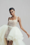 Breath Of Wings Dress Japanese Leather Mesh Mini Dress for women, from LINH DOAN, The Viet Concept 