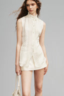 Cream Charlie Sleeveless Silk Blouse for women, from HUONG, The Viet Concept 