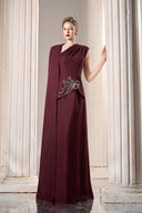 GVLUX • Rococo Drape Asymmetric Denim Column Gown
