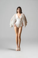 Écume Chiffon Sleeve One-Piece Luxury Swimsuit for women, from SEXYM, The Viet Concept