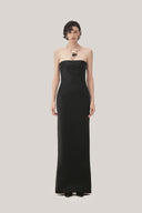 Black Linh Sa Sheath Sleeveless Satin Maxi Dress for women, from TINH, The Viet Concept 