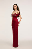 21SIX • Althea Silk Taffeta Off-Shoulder Crystal Gown