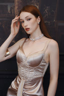 Martha Hand-Embellished Silk Midi Dress for women, from DANG PHONG DESIGNER, The Viet Concept
