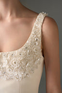 IHF STUDIO • Crystal Embellished Silk Taffeta Trapeze Midi Dress