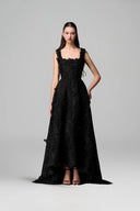 Midnight Blossom Pearl-Cluster Lace Mullet Dress for women, from IHF STUDIO, The Viet Concept