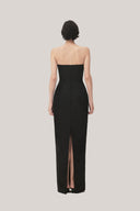 Black Linh Sa Sheath Sleeveless Satin Maxi Dress for women, from TINH, The Viet Concept 