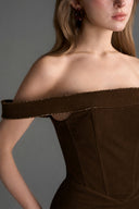 IHF STUDIO • Lyon Velvet Bustier Midi Column Dress