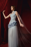 Lavish Asymmetric One-Shoulder Tulle Chiffon Evening Gown for women, from JOSEPHINE, The Viet Concept