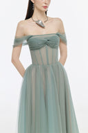 Rosé Lumière Off-Shoulder Tulle Corset Gown for women, from JOSEPHINE, The Viet Concept 