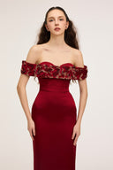 21SIX • Althea Silk Taffeta Off-Shoulder Crystal Gown