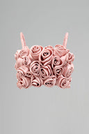 Light Pink Handmade Rolled Rose Bandeau Crop Top for women, from IHF STUDIO, The Viet Concept 