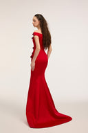 21SIX • Callista Silk Taffeta Off-Shoulder Crystal Floral Gown