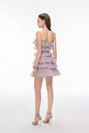 JOSÉPHINE • Mauve Lace Sculpted Mini Dress