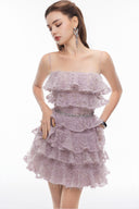 JOSÉPHINE • Mauve Lace Sculpted Mini Dress