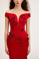 21SIX • Callista Silk Taffeta Off-Shoulder Crystal Floral Gown