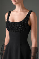 IHF STUDIO • Crystal Embellished Silk Taffeta Trapeze Midi Dress